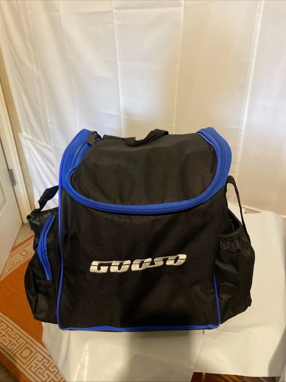 GOOSO Golf Driver Disc Black Backpack/Bag with Blue Trim